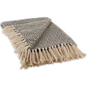 Diamond Throw Collection Cotton Woven, 50x60, Black